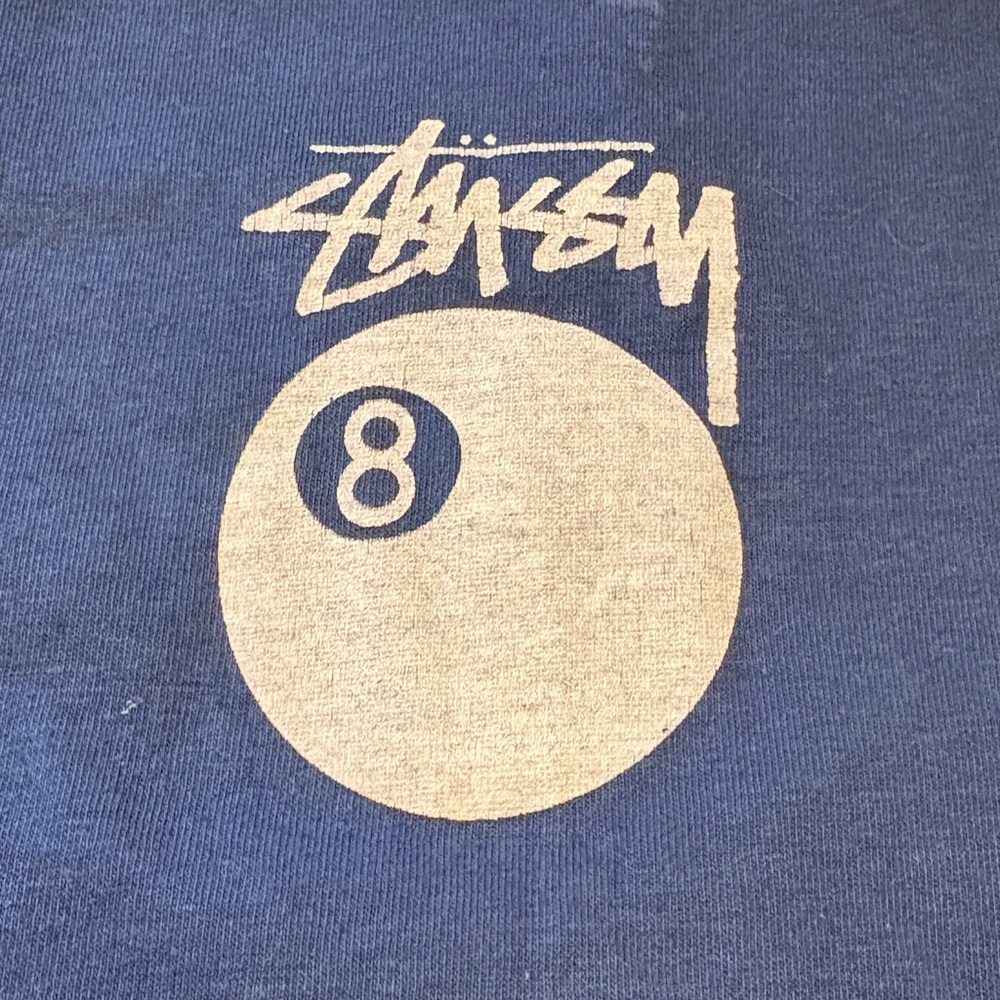 Stussy Vintage Cropped Blue 8 Ball Graphic T Shirt Grunge Skater Flowy Fit - Picture 2 of 6